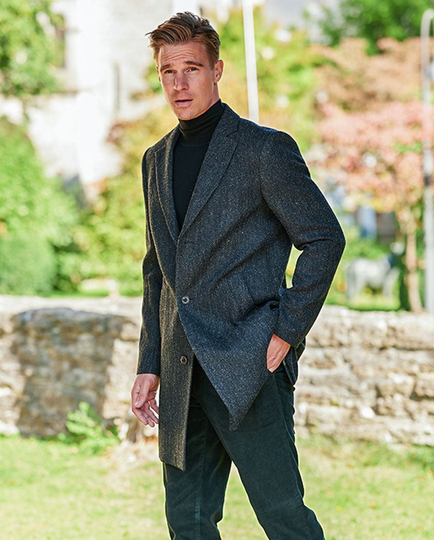 Harris Tweed Blazermantel “Barney” für Herren in charcoal - Wellington of Bilmore