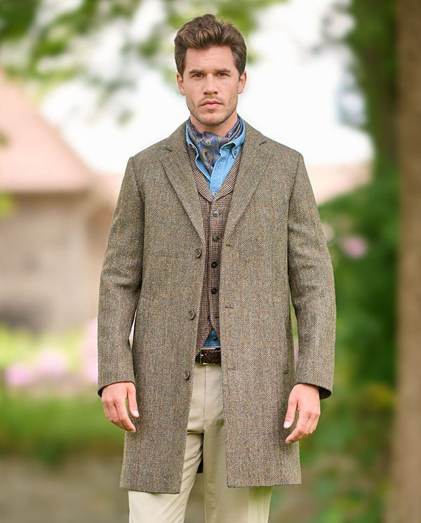Harris Tweed blazermantel "Barney" voor heren in evergreen