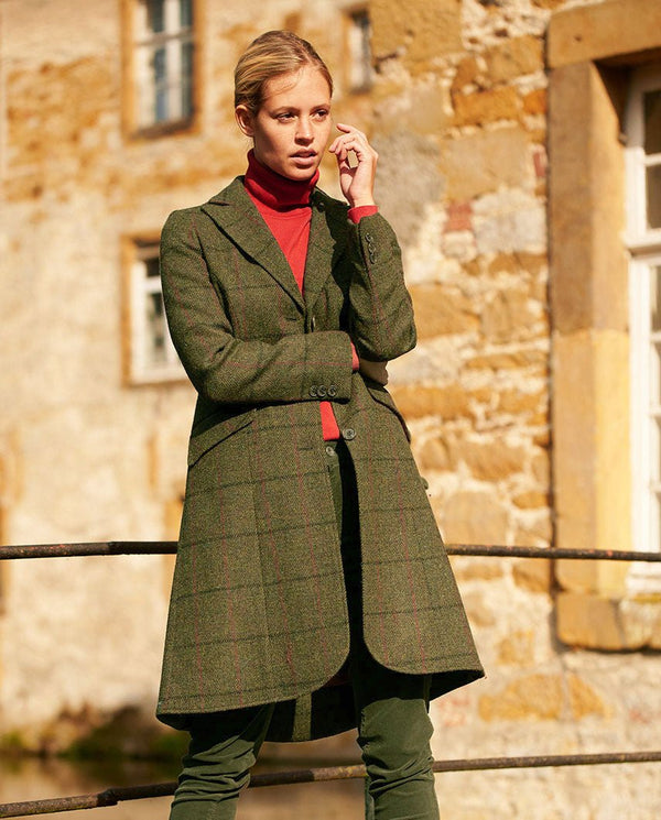 Harris Tweed damesjas "Brenda" in green Overcheck