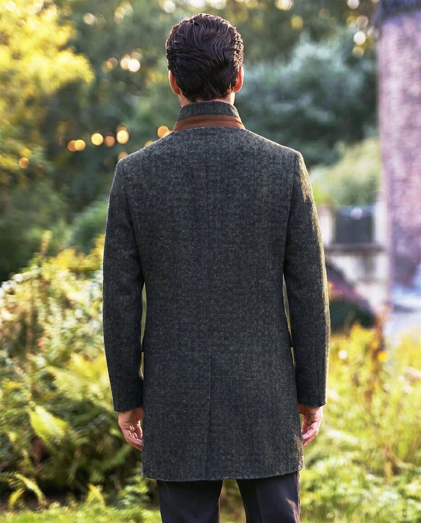 Harris Tweed Herrenmantel „Southhampton“ – Seastone Navy Herringbone - Wellington of Bilmore
