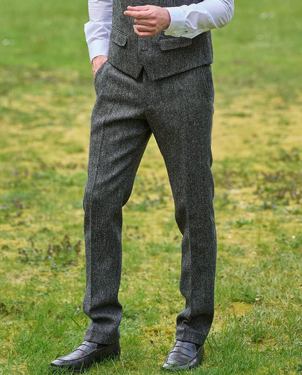 Harris Tweed broek "Mr. Miller" in anthra herringbone