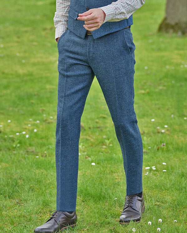 Harris Tweed broek "Mr. Miller" in blue shadow