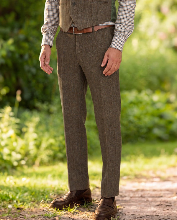 Harris Tweed broek "Mr. Miller" in evergreen