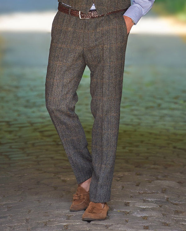 Harris Tweed broek "Mr. Miller" in Highland Green Herringbone