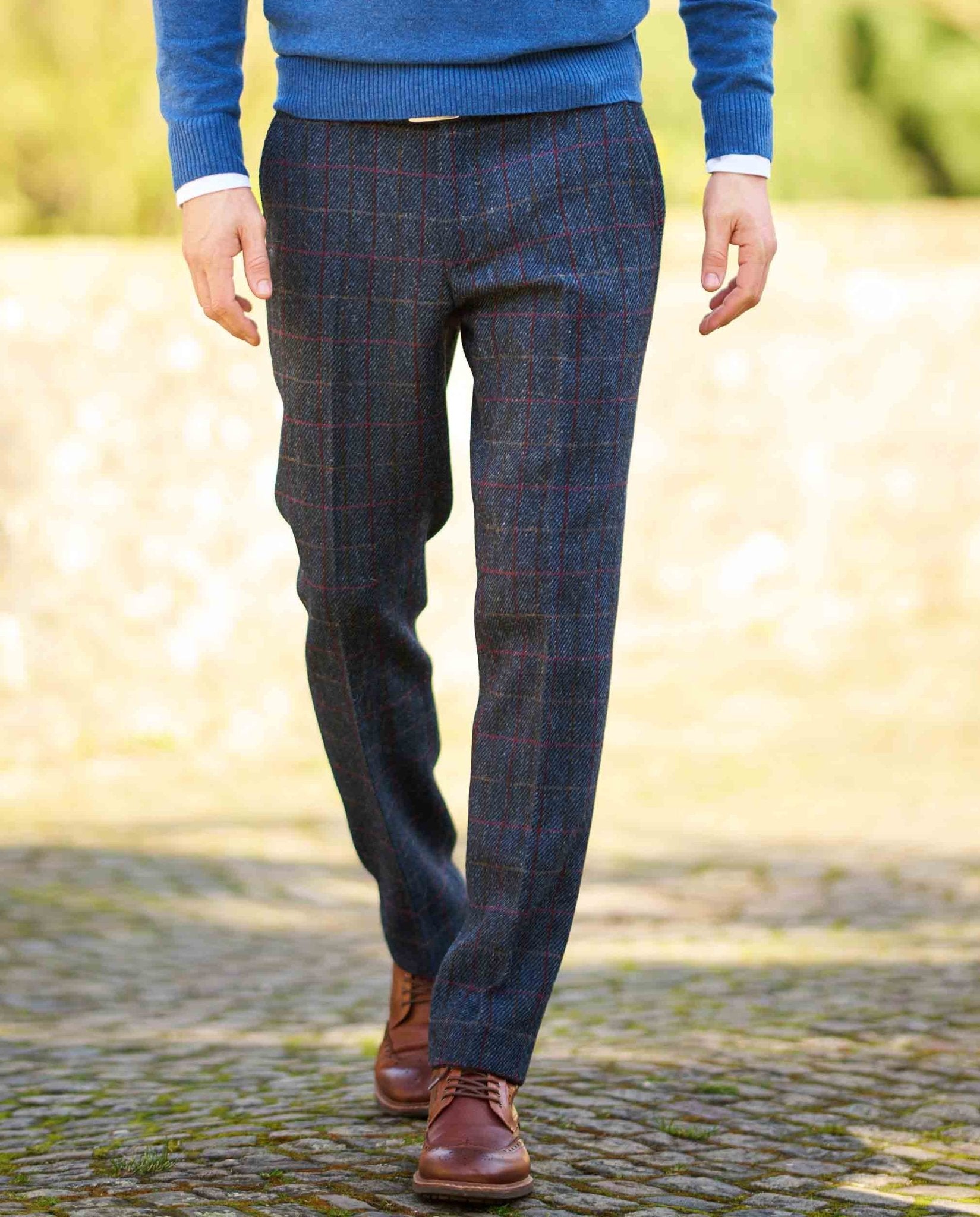 Harris Tweed Hose ''Mr. Miller " in scottish blue - Wellington of Bilmore