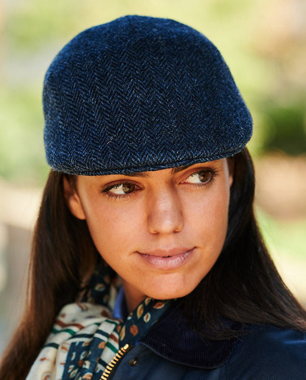 Harris Tweed flatcap "Henry Cap" in Blue Herringbone