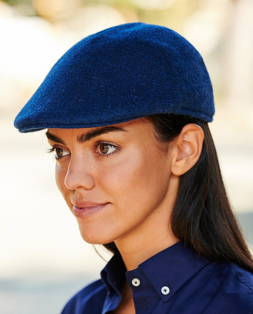Harris Tweed Mütze "Henry Cap" in blue Twill - Wellington of Bilmore
