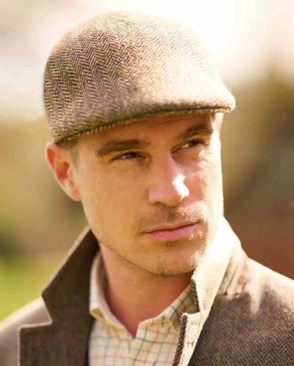 Harris Tweed flatcap "Henry Cap" in country herringbone