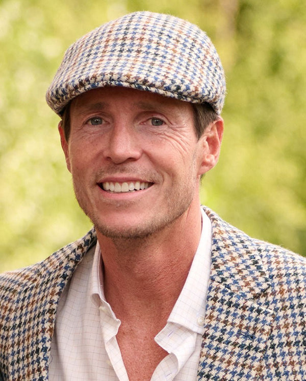 Harris Tweed flatcap "Henry Cap" in crème pied-de-poule