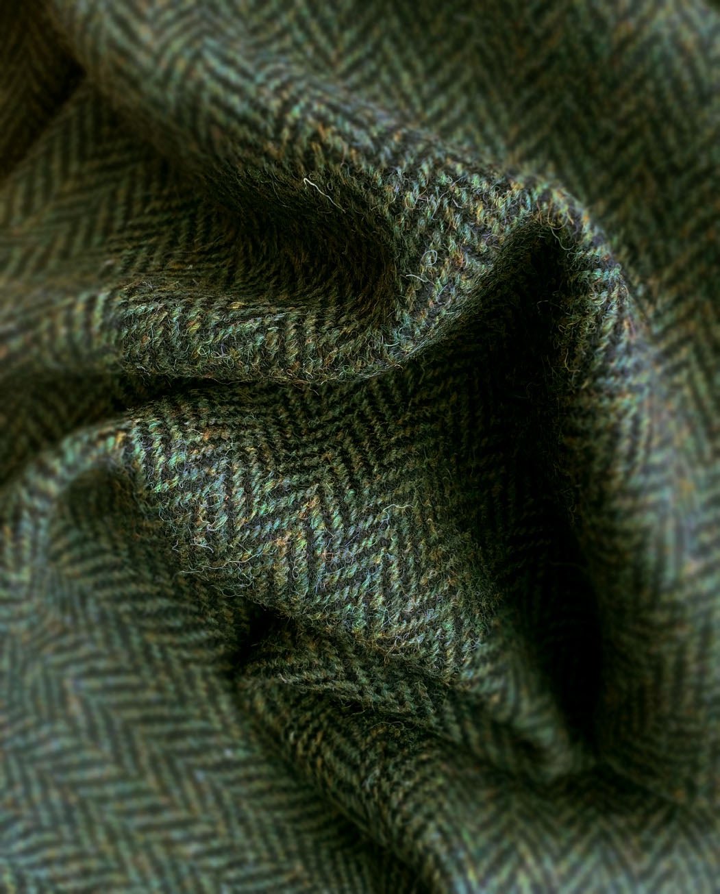 Harris Tweed Mütze "Henry Cap" in green island herringbone - Wellington of Bilmore