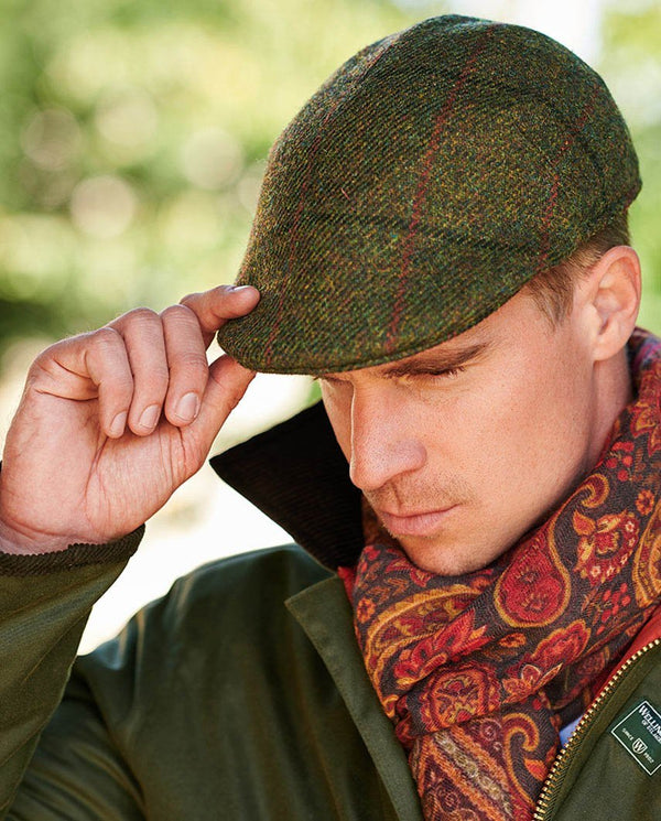 Harris Tweed flatcap "Henry Cap" in green Overcheck