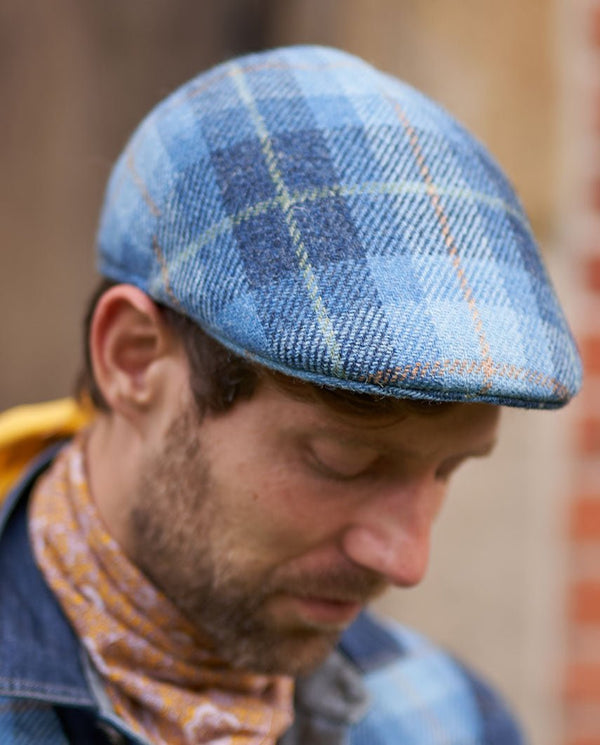 Harris Tweed flatcap "Henry Cap" in jeans herringbone