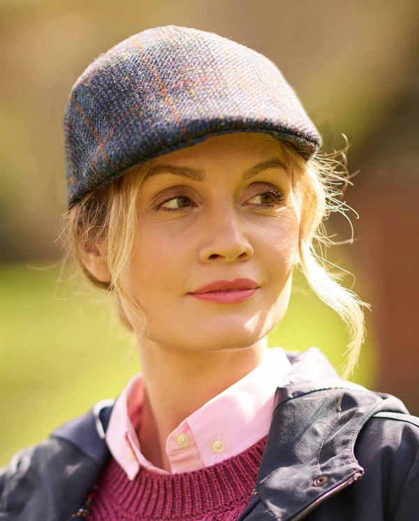 Harris Tweed flatcap "Henry Cap" in multi-blue Tweed