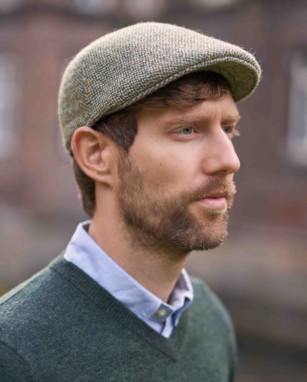 Harris Tweed flatcap "Henry Cap" in multigreen Tweed