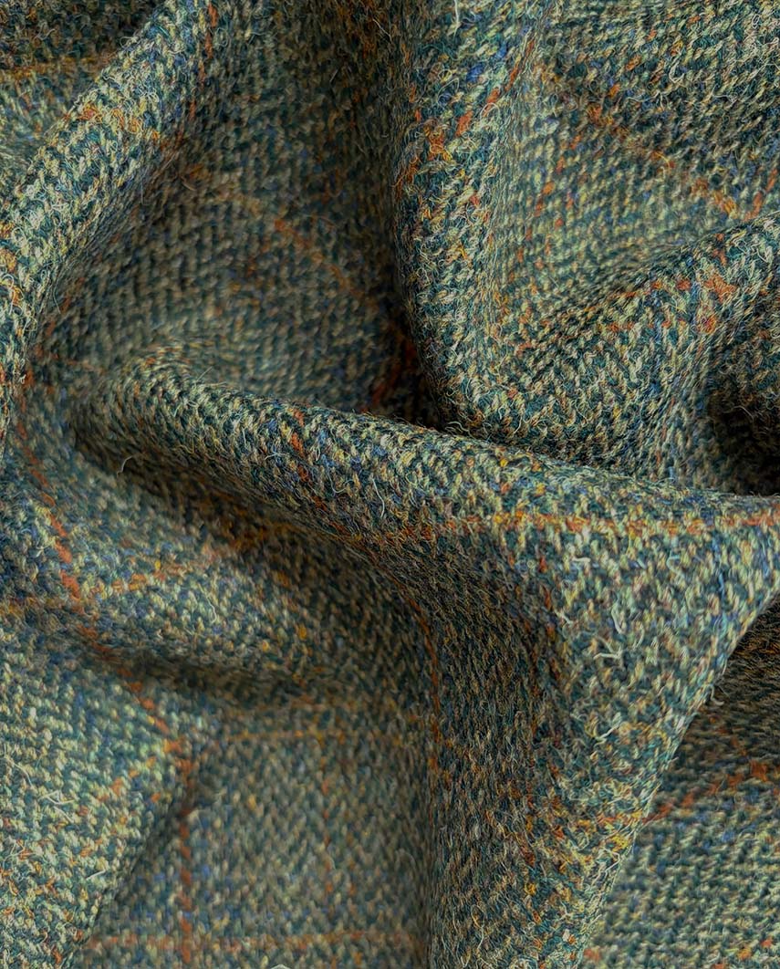 Harris Tweed Mütze "Henry Cap" in oliv - blue Overcheck - Wellington of Bilmore