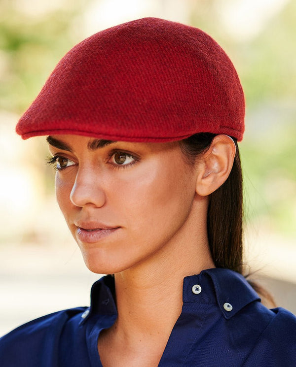 Harris Tweed flatcap "Henry Cap" in red Twill