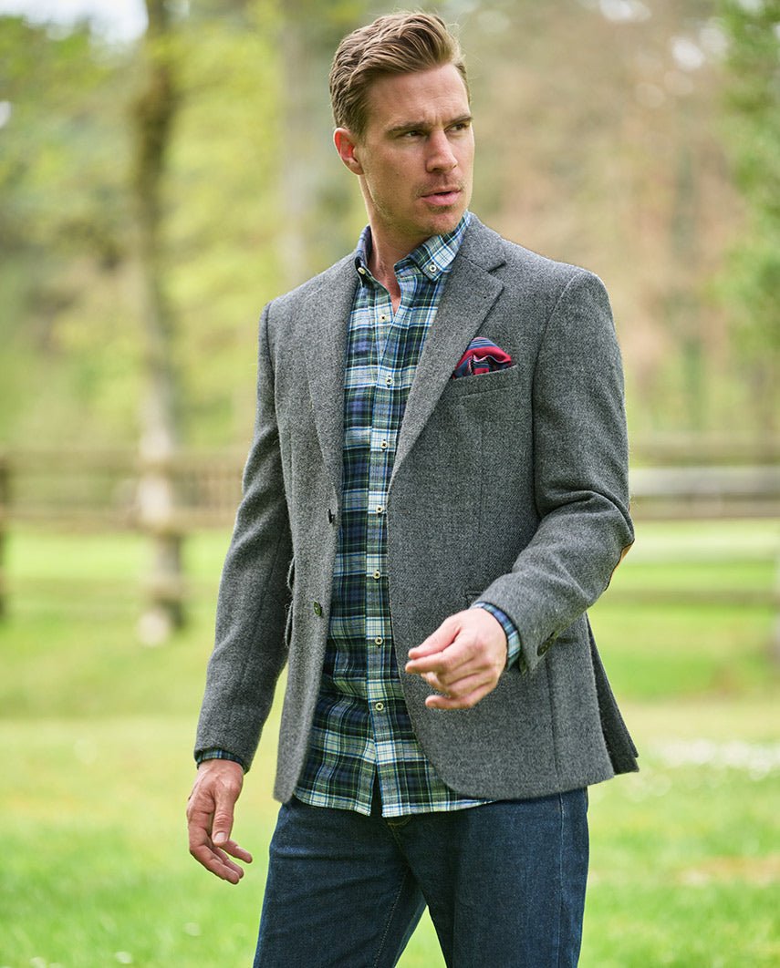 Harris Tweed colbert "London" in anthra melange, productkaart