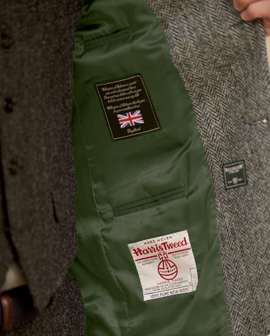 Harris Tweed Sakko ''London'' in black herringbone - Wellington of Bilmore