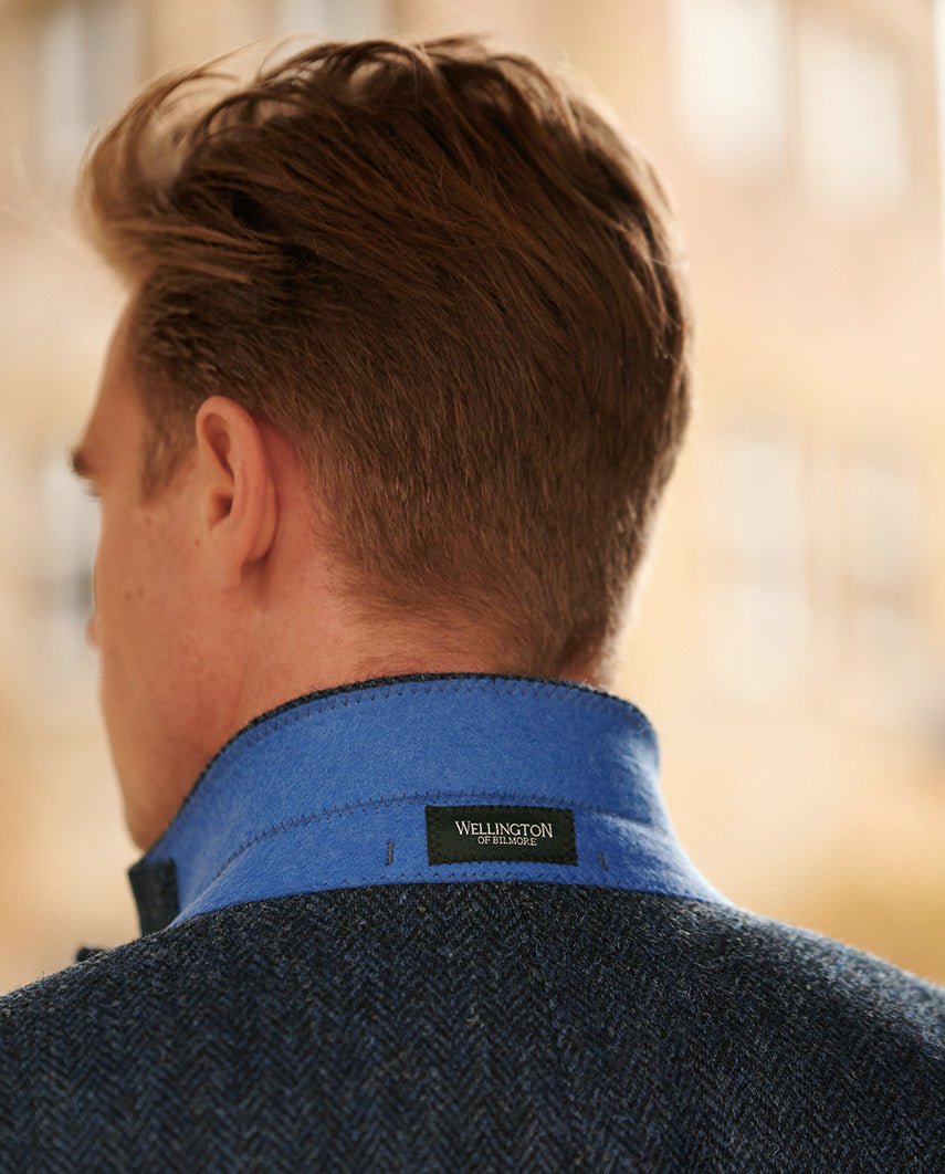 Harris Tweed colbert "London" in blue herringbone, productkaart