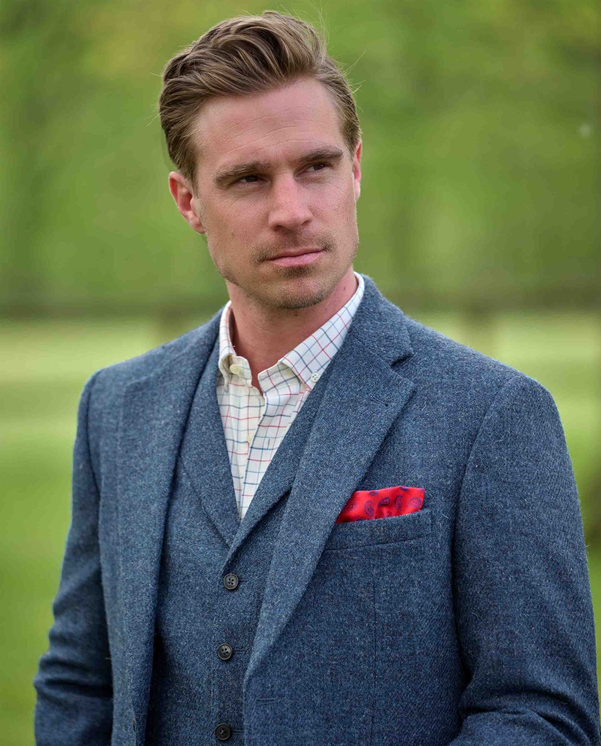 Harris Tweed colbert "London" in blue shadow, productkaart