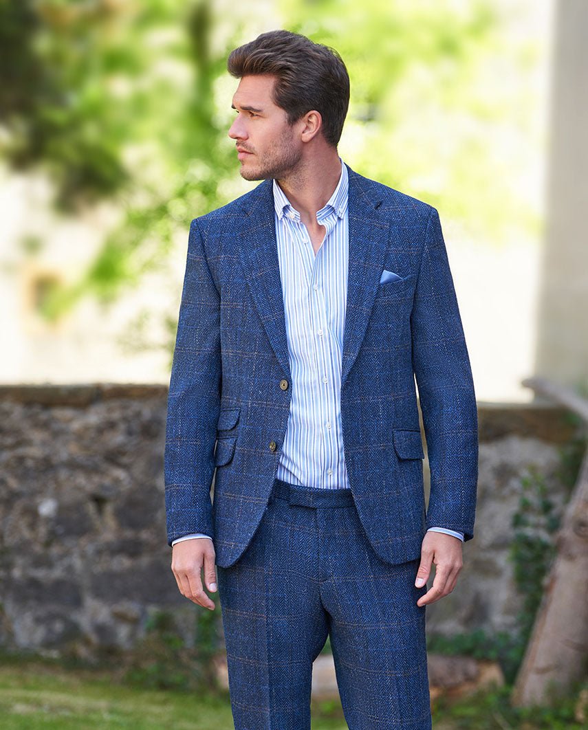 Harris Tweed Sakko ''London'' in dark - blue herringbone - Wellington of Bilmore