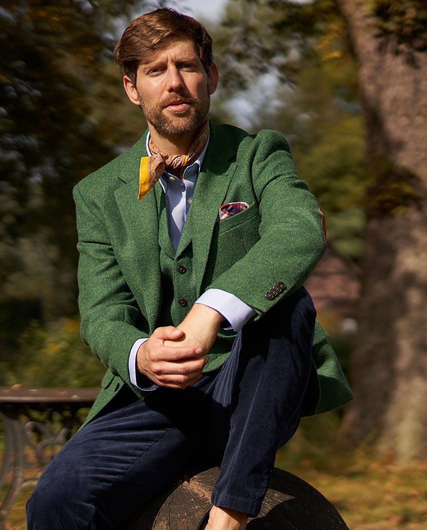 Harris Tweed colbert "London" in green Twill, productkaart