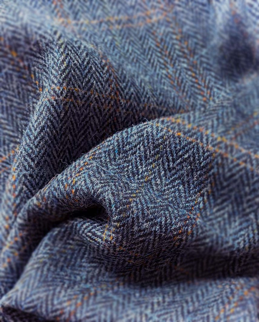 Harris Tweed Sakko ''London'' in grey - blue herringbone - Wellington of Bilmore