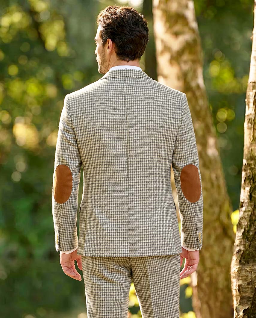 Harris Tweed Sakko ''London'' in grey - cream houndstooth - Wellington of Bilmore