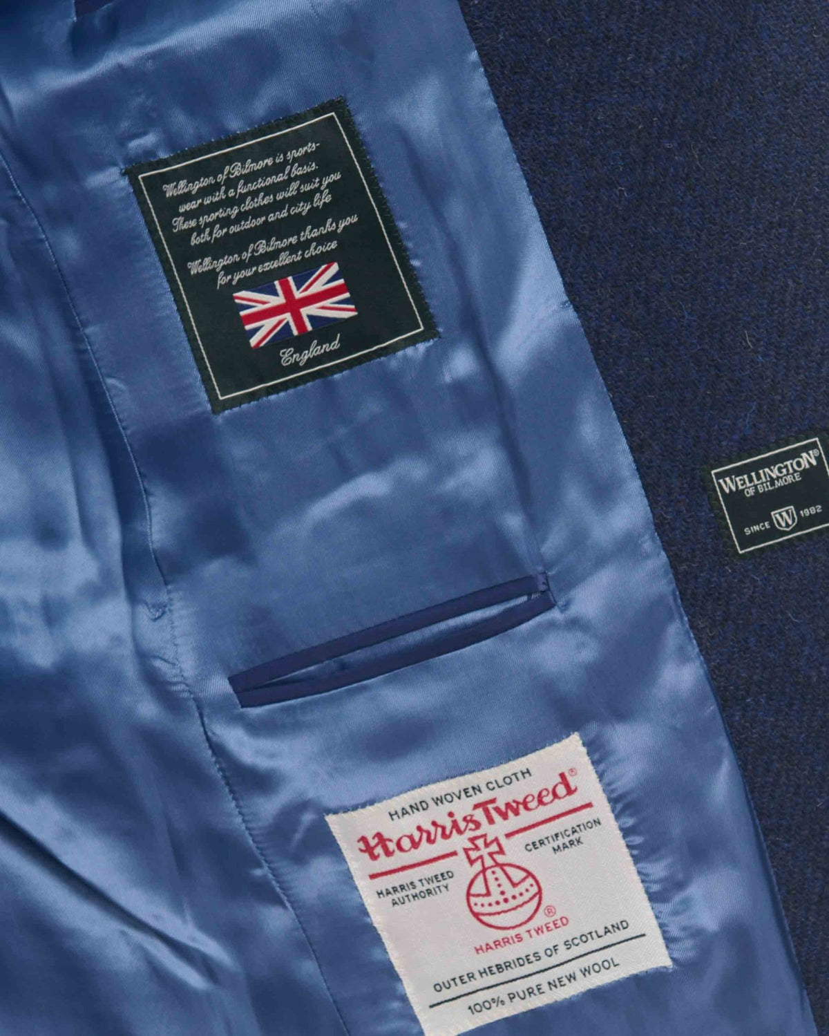 Harris Tweed colbert "London" in ink Blue - Wellington of Bilmore