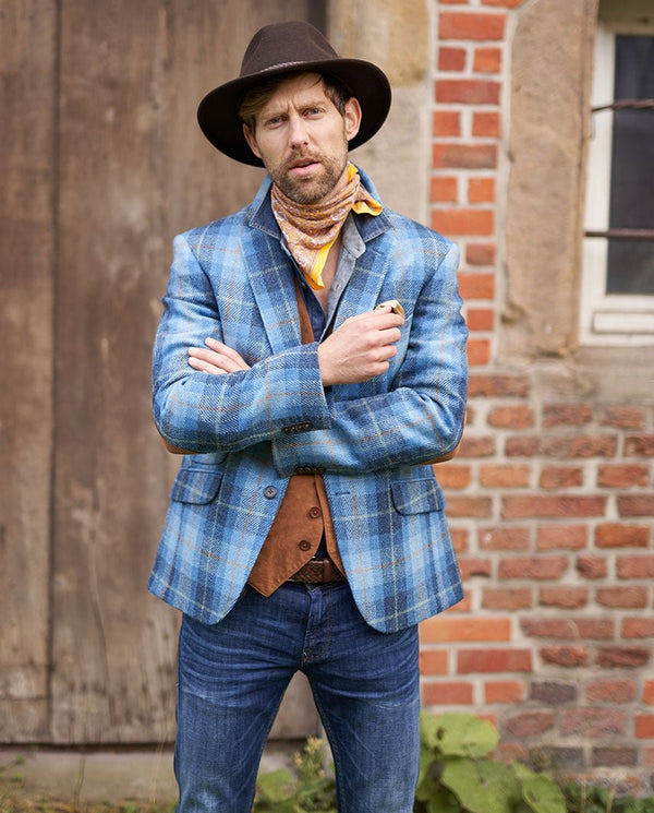 Harris Tweed colbert "London" in jeans herringbone