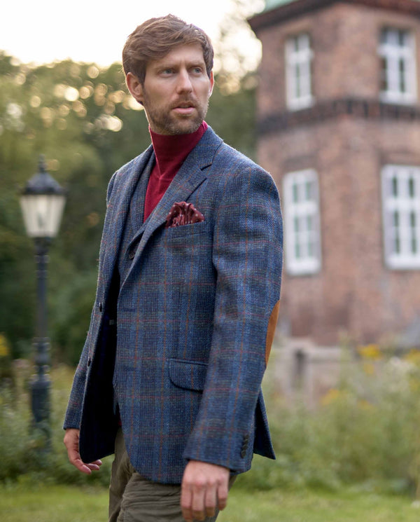 Harris Tweed colbert "London" in multi-blue Tweed