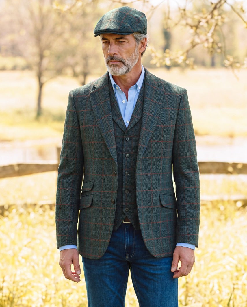 Harris Tweed Sakko ''London'' in royal green Tweed - Wellington of Bilmore