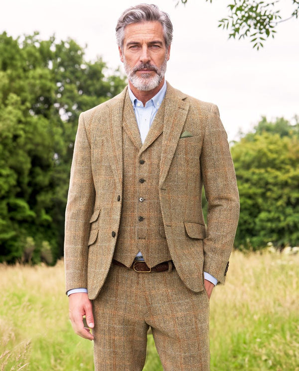 Harris Tweed colbert "London" in sand herringbone