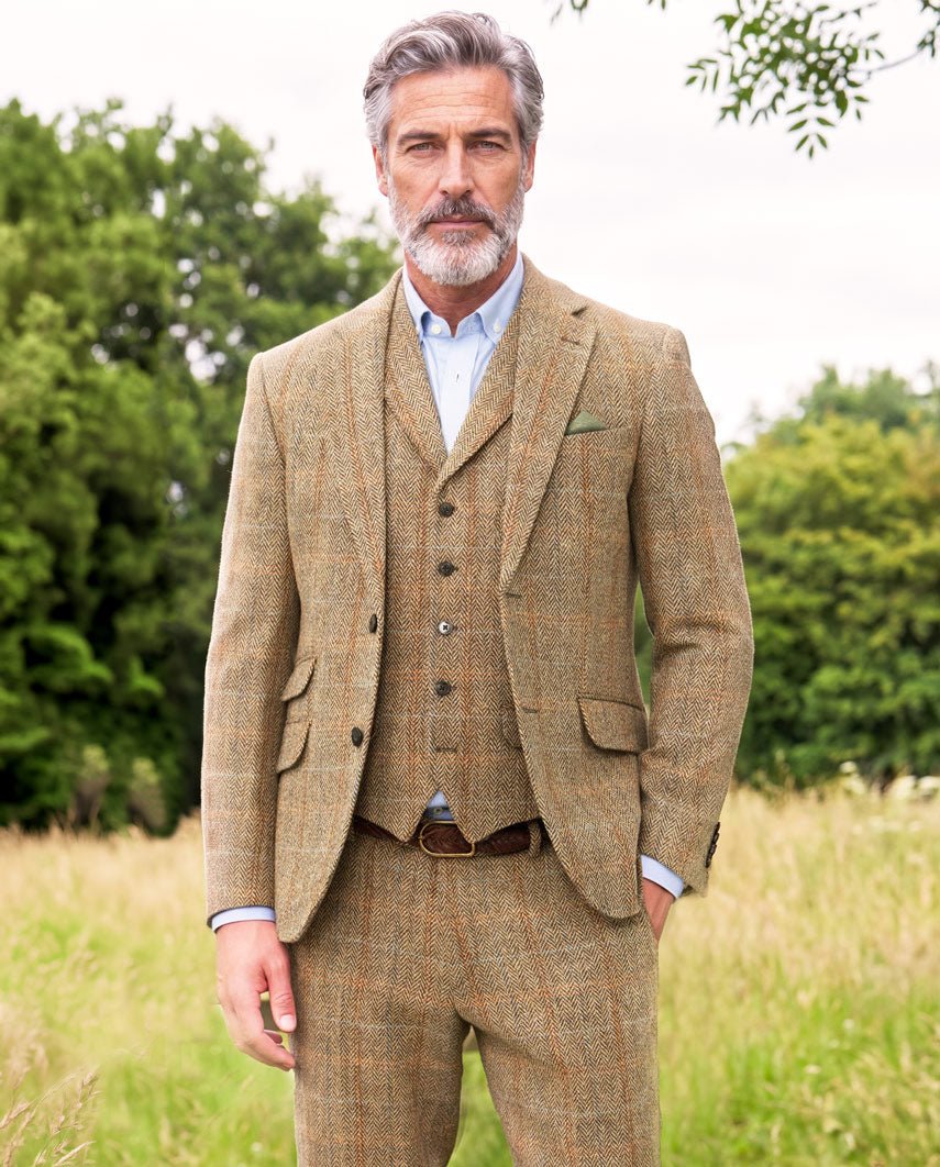 Harris Tweed colbert "London" in sand herringbone, productkaart