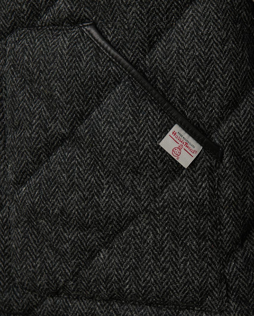 Harris Tweed Steppweste Herren – Levi Vest in Anthra Herringbone - Wellington of Bilmore