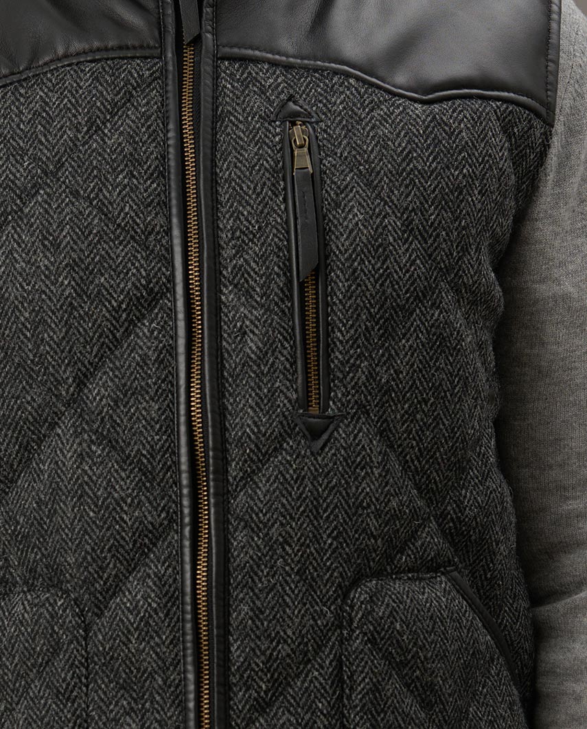 Harris Tweed Steppweste Herren – Levi Vest in Anthra Herringbone - Wellington of Bilmore
