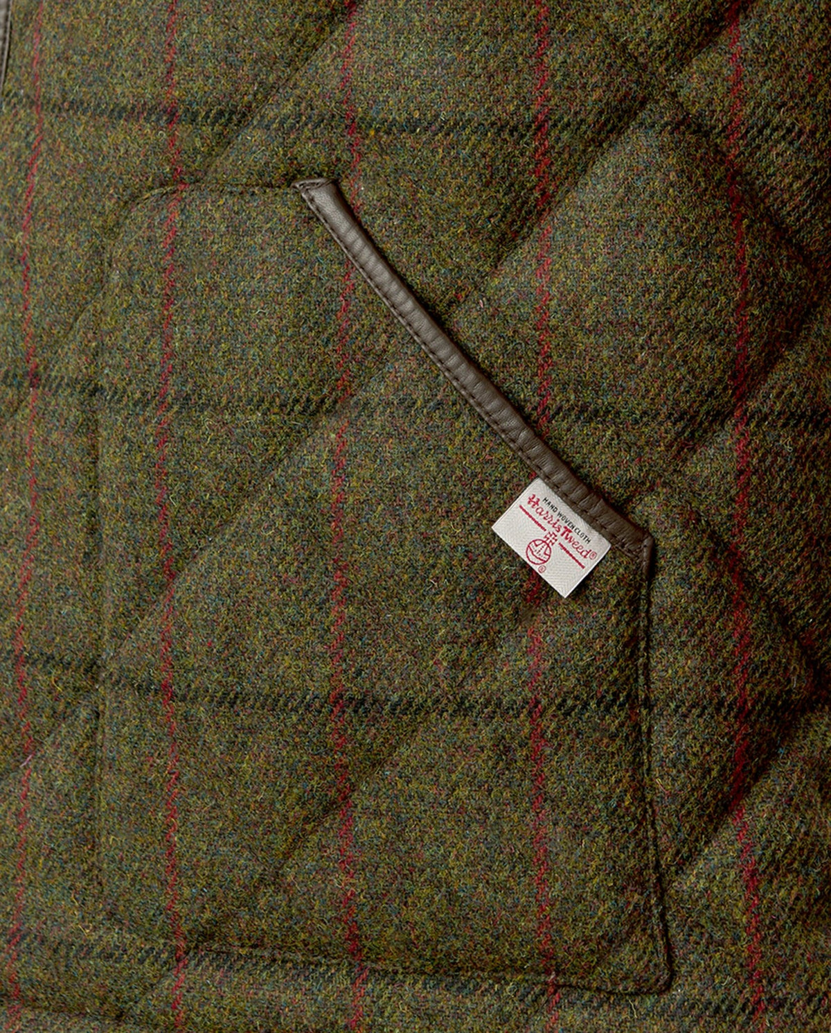 Harris Tweed Steppweste Herren – Levi Vest in green Overcheck - Wellington of Bilmore