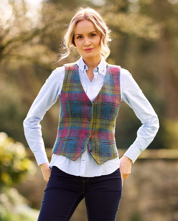 Harris Tweed gilet "Lea" in candy check