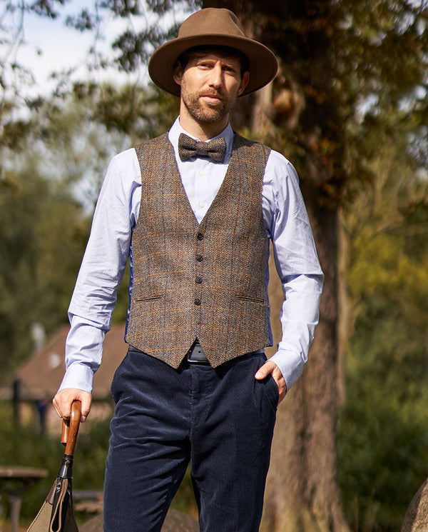 Harris Tweed gilet "Tailor" in green-blue herringbone