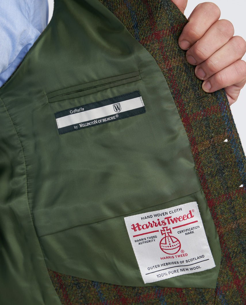 Harris Tweed gilet "Tailor" in red-blue Check - Wellington of Bilmore