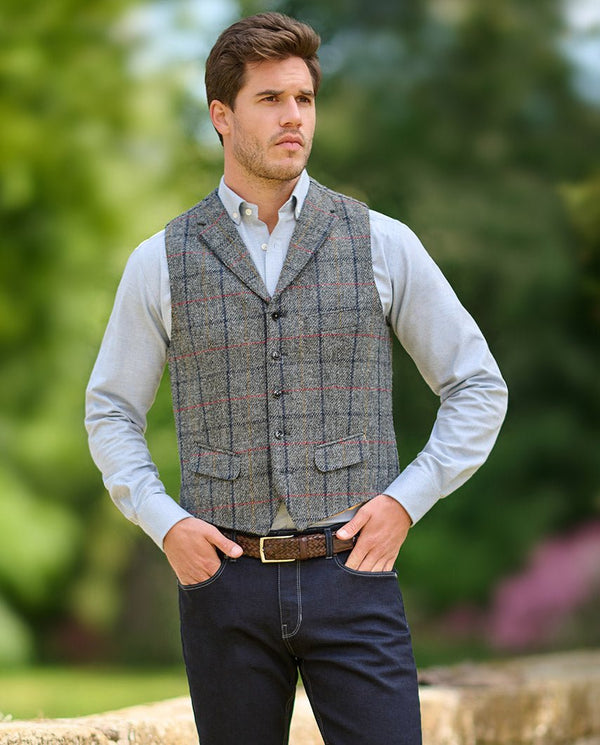Harris Tweed gilet "Wales" in anthra check
