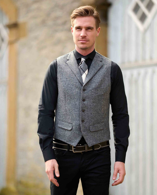 Harris Tweed gilet "Wales" in anthra melange