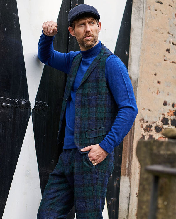 Harris Tweed gilet "Wales" in Blackwatch