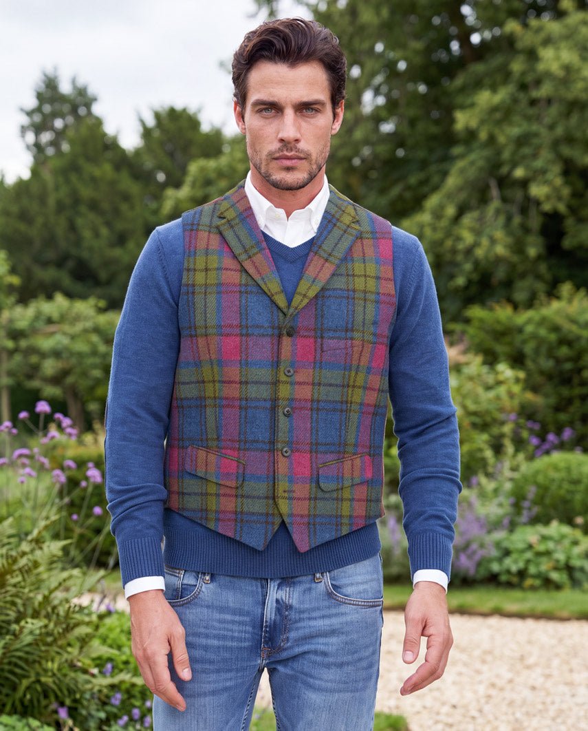 Harris Tweed Weste "Wales" in candy check - Wellington of Bilmore