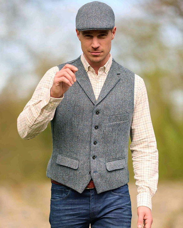 Harris Tweed gilet "Wales" in Tweed of Water