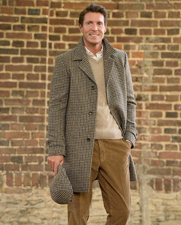 Heren blazermantel "Billy" van Harris Tweed in pied-de-poule