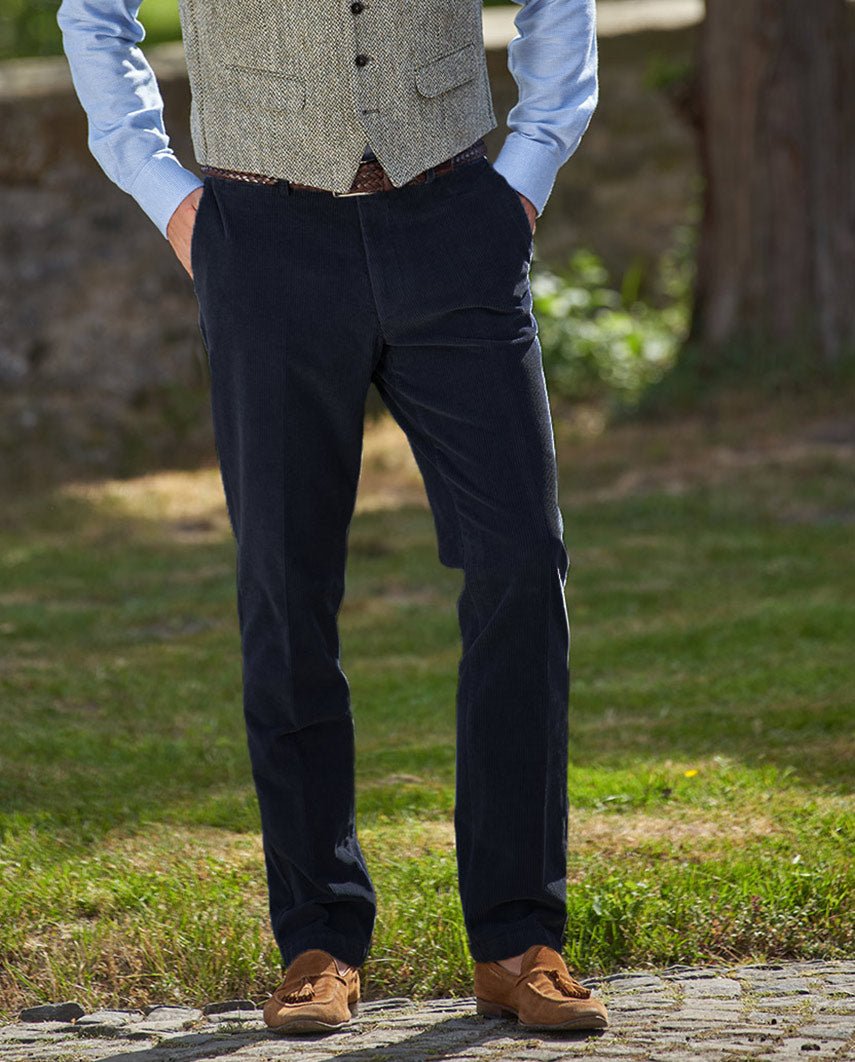 Heren ribbroek "Mr. Bradley" van fijn ribfluweel in navy, productkaart