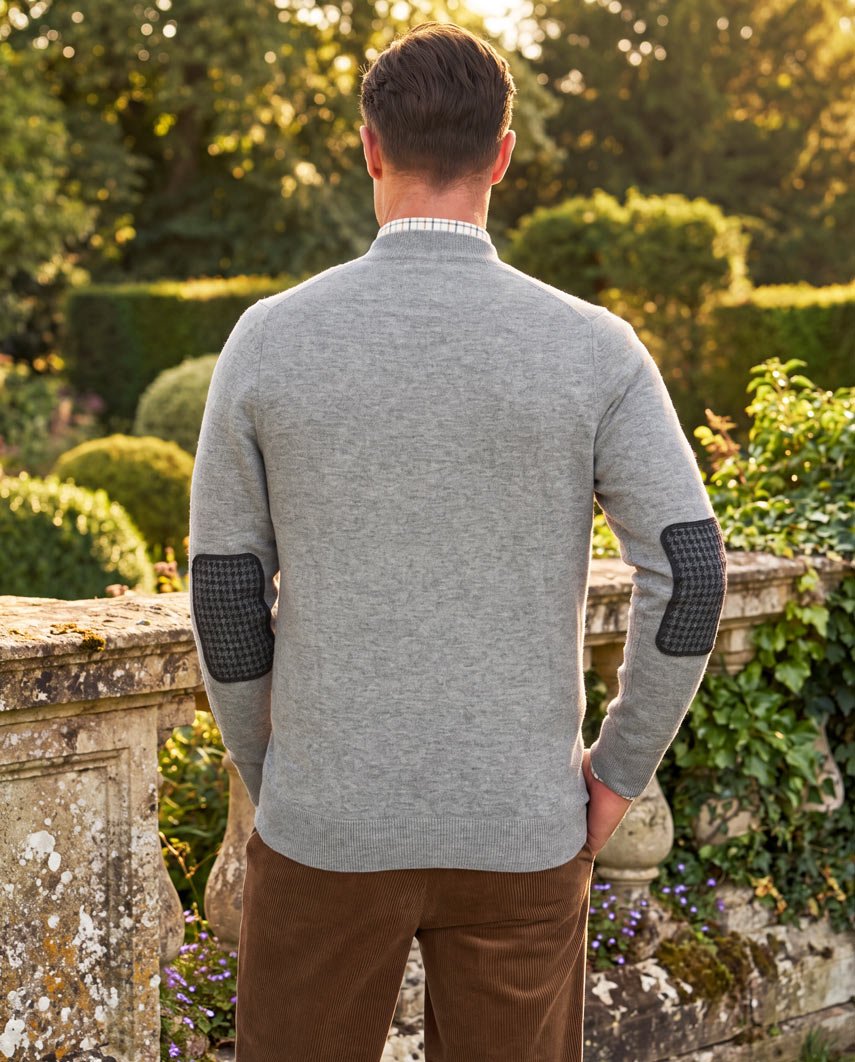 Herren Merino-Strickjacke "The Cardigan" in cloud grey - Wellington of Bilmore