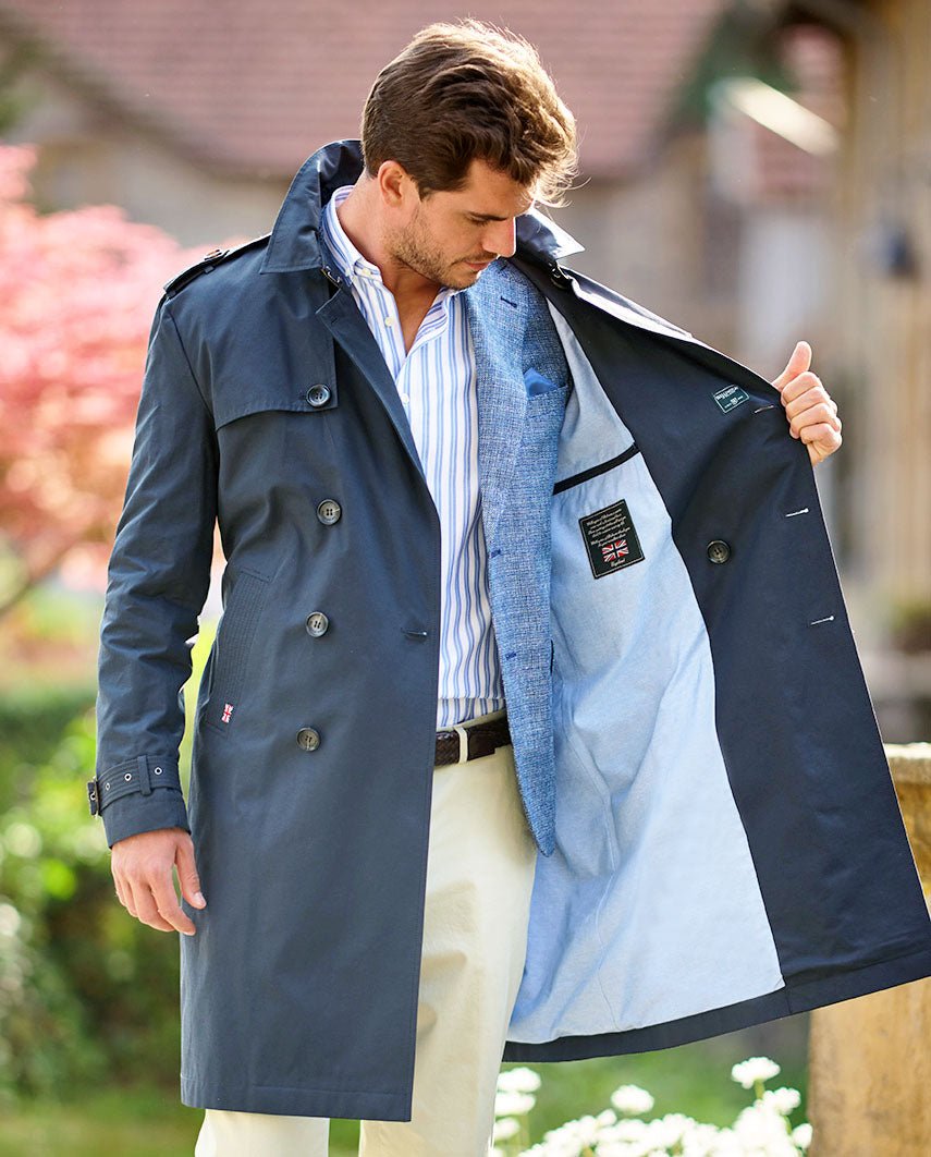 Herren Trenchcoat "Chelsea" in navy - Wellington of Bilmore