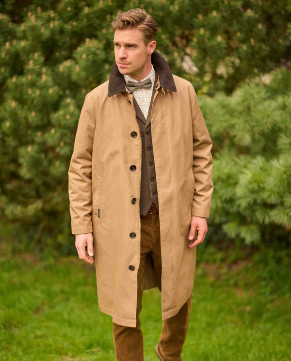 Herenmantel "Finchester all season" in dark sand met uitneembare wollen voering